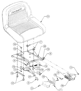 Adjustable Seat Diagram and Parts List for LT1018 13AB11CG710-13AB11CG712-13AL11CG710-13AL11CG712-13AX11CG710-13AX11CG712 Cub Cadet Lawn Tractor